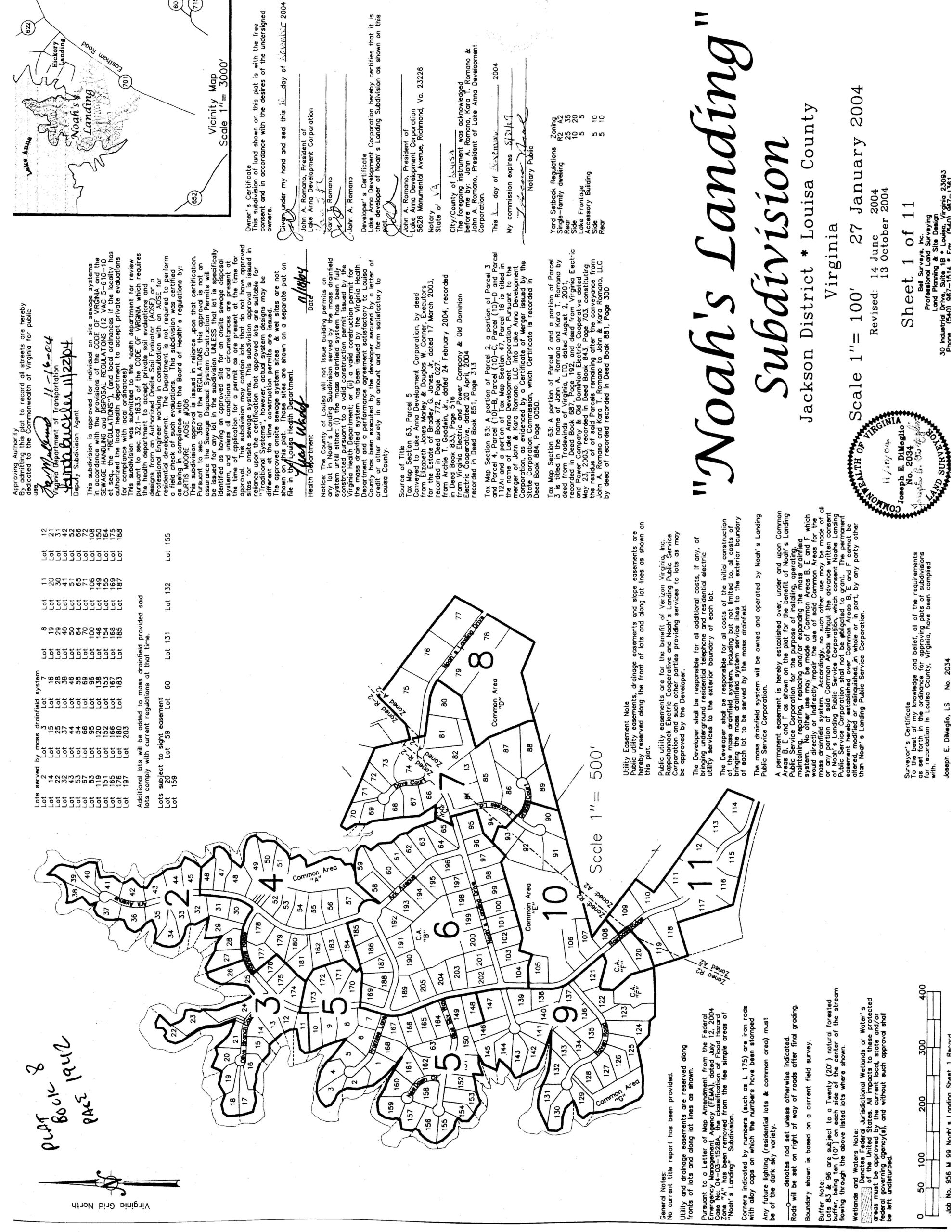 Noah Landing Subdivision layout plat